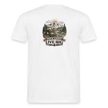 Pack Light Live Big | Hiking Design - Männer T-Shirt - Weiß - Hinten - AI Model Male 178 dark (178cm)