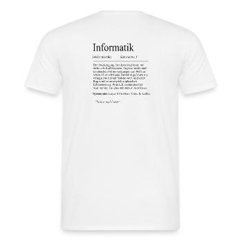 Unispruch "Informatik" Student Geschenk, Studenten - Männer T-Shirt - Weiß - Hinten - AI Model Male 178 dark (178cm)