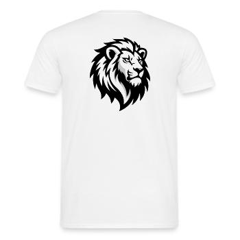Majestic lion's head – symbol of power - Men's T-Shirt - white - Back - AI Model Male 178 dark (178cm)