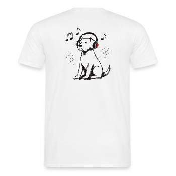 Casque pour chiens Croquis Musique Cadeau pour chien - T-shirt homme - blanc - Dos - AI Model Male 178 dark (178cm)