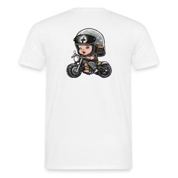 bébé motard, futur motard, baby biker - T-shirt homme - blanc - Dos - AI Model Male 178 dark (178cm)