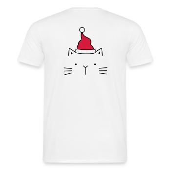 Cat Santa Claus Christmas hat Christmas - Men's T-Shirt - white - Back - AI Model Male 178 dark (178cm)