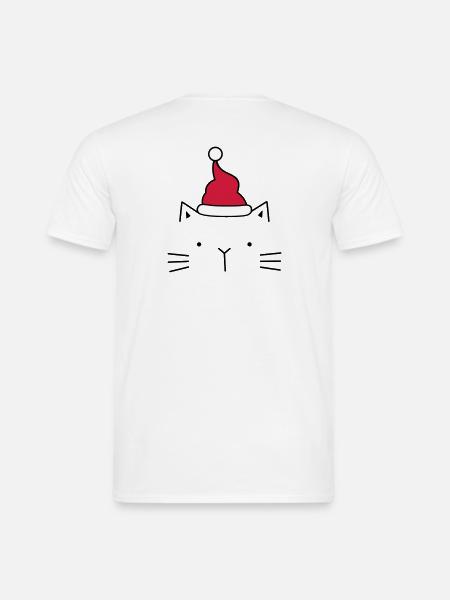 Cat Santa Claus Christmas hat Christmas - Men's T-Shirt - white