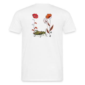 Fleur de jardin avec sauterelle et fourmis - T-shirt homme - blanc - Dos - AI Model Male 178 dark (178cm)
