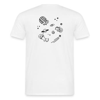 L’univers des chats | Univers des chats | Dessin au trait d’esquisse - T-shirt homme - blanc - Dos - AI Model Male 178 dark (178cm)