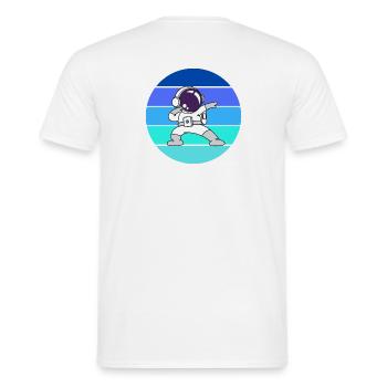 astronaut, spaceman, rocket - Men's T-Shirt - white - Back - AI Model Male 178 dark (178cm)