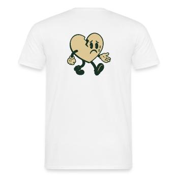 Broken heart with sad expression - Men's T-Shirt - white - Back - AI Model Male 178 dark (178cm)