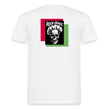 Motif de Cuisinier de Crâne à la Roche, Boulanger - T-shirt homme - blanc - Dos - AI Model Male 178 dark (178cm)
