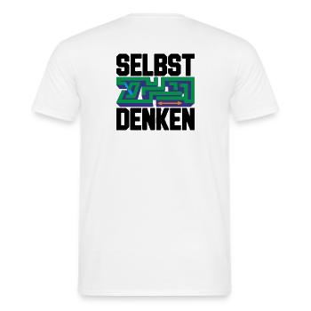 Selbst denken = Eigenständigkeit - Männer T-Shirt - Weiß - Hinten - AI Model Male 178 dark (178cm)