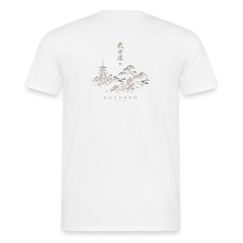 Bushidō Tokio Landschaft Gold - Männer T-Shirt - Weiß - Hinten - AI Model Male 178 dark (178cm)