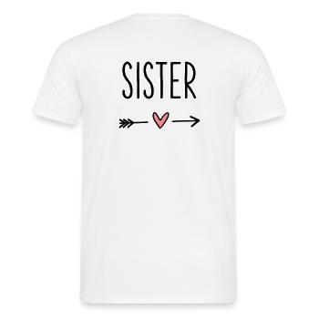 Sister coeur flèche amour petite amie cadeau - T-shirt homme - blanc - Dos - AI Model Male 178 dark (178cm)