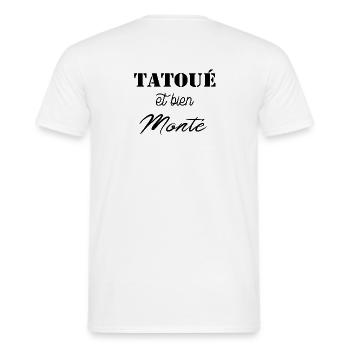 Tatoué et bien monté - T-shirt homme - blanc - Dos - AI Model Male 178 dark (178cm)