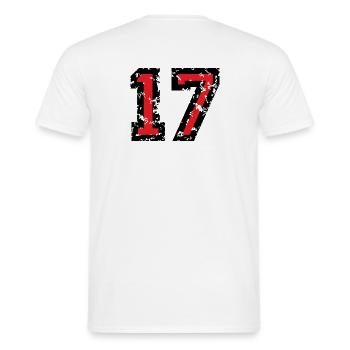 Zahl 17 - Nummer 17 (Vintage Rot) Nr.17 - Männer T-Shirt - Weiß - Hinten - AI Model Male 178 dark (178cm)