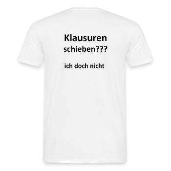 Unispruch "Klausuren schieben" Geschenk, Studenten - Männer T-Shirt - Weiß - Hinten - AI Model Male 178 dark (178cm)