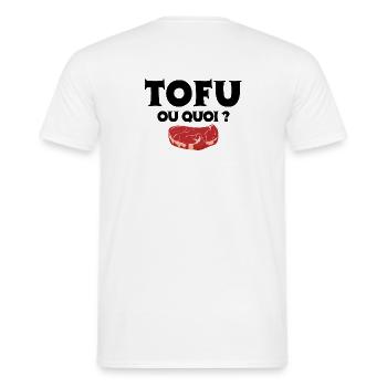 végétarien, végan, tofu - T-shirt homme - blanc - Dos - AI Model Male 178 dark (178cm)