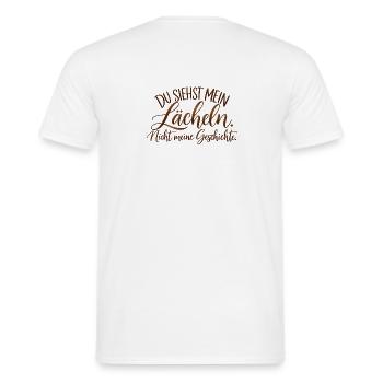Du siehst mein Lächeln – Nicht meine Geschichte - Männer T-Shirt - Weiß - Hinten - AI Model Male 178 dark (178cm)