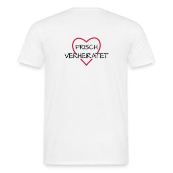 Frisch verheiratet Herz Hochzeit Hochzeitsreise - Männer T-Shirt - Weiß - Hinten - AI Model Male 178 dark (178cm)