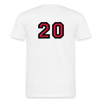 Zahl 20 - Nummer 20 (Rot) Nr. 20 - Männer T-Shirt - Weiß - Hinten - AI Model Male 178 dark (178cm)