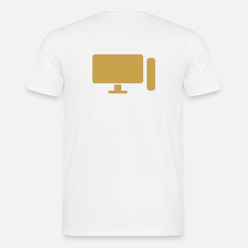 Minimal PC Setup Icon – Gamer Design - Männer T-Shirt - Weiß