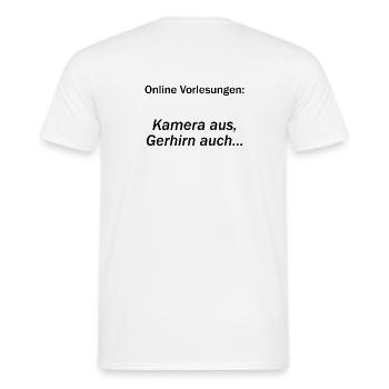 Université Dire « Cours en ligne » Cadeau, étudiants - T-shirt homme - blanc - Dos - AI Model Male 178 dark (178cm)