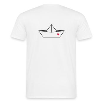 Boat paper ship heart I harbor love gift - Men's T-Shirt - white - Back - AI Model Male 178 dark (178cm)