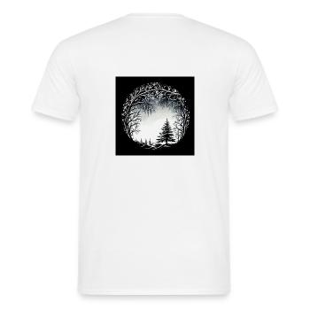 Conception d’arbre enneigé N&B - T-shirt homme - blanc - Dos - AI Model Male 178 dark (178cm)