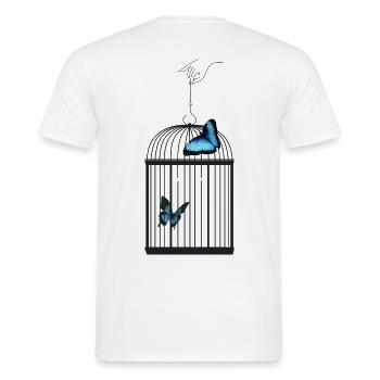LASS MICH RAUS - Männer T-Shirt - Weiß - Hinten - AI Model Male 178 dark (178cm)