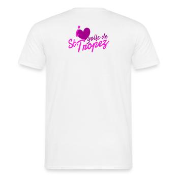 [ i ❤️ Golfe de St★Tropez ] - T-shirt homme - blanc - Dos - AI Model Male 178 dark (178cm)