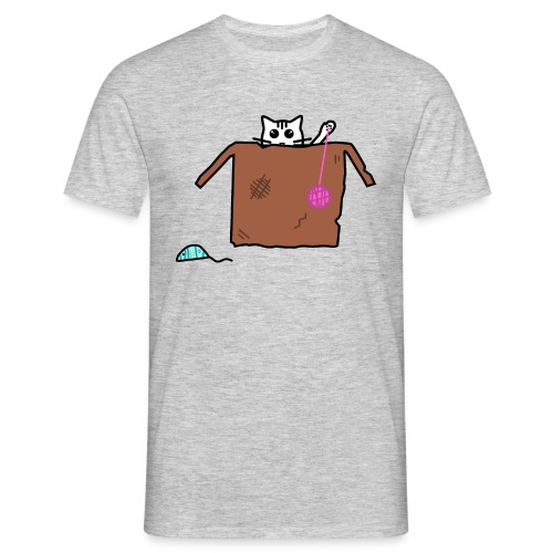 Niedliche, verspielte Katze in einem Karton - Männer T-Shirt