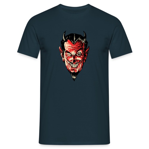Halloween Red Devil Head Smirking Scary Horror - Men's T-Shirt