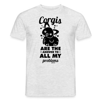 chiot mignon chien Corgi - T-shirt homme - gris chiné - Devant - AI Model Male 178 dark (178cm)