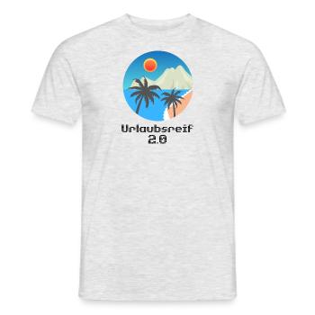 Holiday motif with palm trees and island, holiday ready 2.0 - Men's T-Shirt - heather grey - Front - AI Model Male 178 dark (178cm)