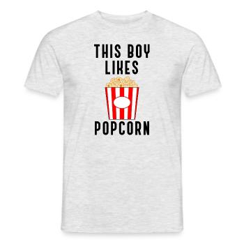 Junge mag Popcorn, der Mais isst Filme anschauen - Männer T-Shirt - Grau meliert - Vorne - AI Model Male 178 dark (178cm)