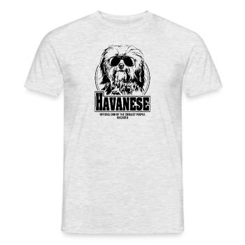 HAVANESE coolest people Hunde Spruch Wilsigns - Männer T-Shirt - Grau meliert - Vorne - AI Model Male 178 dark (178cm)