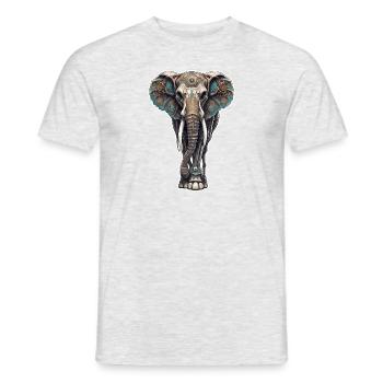 Elefant / Tier / Orientalisch / Blumen / Muster - Männer T-Shirt - Grau meliert - Vorne - AI Model Male 178 dark (178cm)