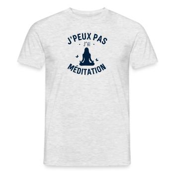 J peux pas j ai Médiftation - T-shirt homme - gris chiné - Devant - AI Model Male 178 dark (178cm)