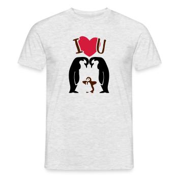 Famille de pingouins - Parents de pingouins - T-shirt homme - gris chiné - Devant - AI Model Male 178 dark (178cm)