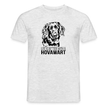 HOVAWART life is better chien sort Wilsigns - T-shirt homme - gris chiné - Devant - AI Model Male 178 dark (178cm)