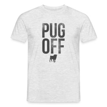Pug Off - Mops Hund Silhouette - Männer T-Shirt - Grau meliert - Vorne - AI Model Male 178 dark (178cm)
