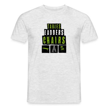 TABLES ÉCHELLES CHAISES Motif de lutte - T-shirt homme - gris chiné - Devant - AI Model Male 178 dark (178cm)