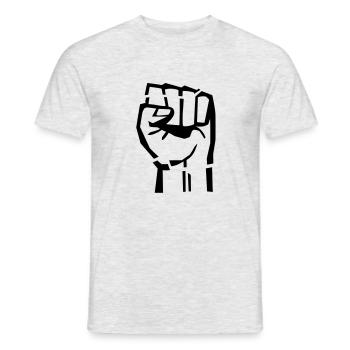 power_hand__f1 - Men's T-Shirt - heather grey - Front - AI Model Male 178 dark (178cm)