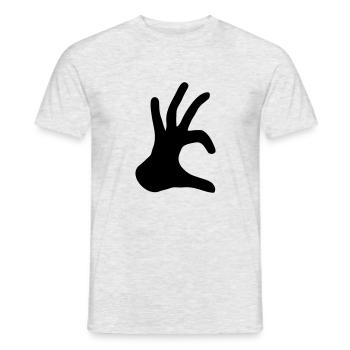 hand zeichen halbes herz liebe verliebt handherz f - Männer T-Shirt - Grau meliert - Vorne - AI Model Male 178 dark (178cm)