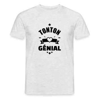 anniversaire tonton - humour - tonton genial - T-shirt homme - gris chiné - Devant - AI Model Male 178 dark (178cm)