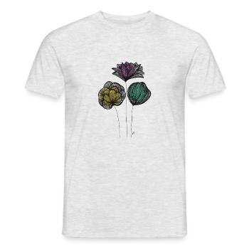 Abstract Fine Line Flowers Colorful - Men's T-Shirt - heather grey - Front - AI Model Male 178 dark (178cm)