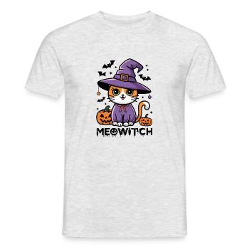 Meowitch Halloween Katze - Männer T-Shirt - Grau meliert - Vorne - AI Model Male 178 dark (178cm)