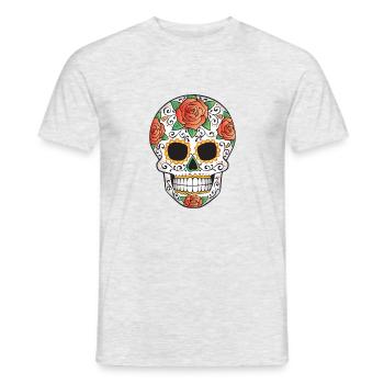 Zuckerschädel 02 - Männer T-Shirt - Grau meliert - Vorne - AI Model Male 178 dark (178cm)