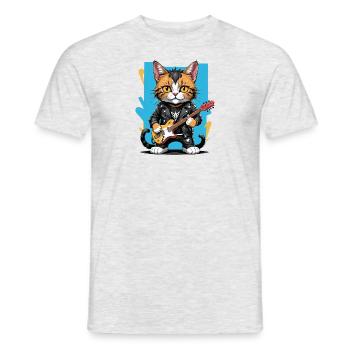 Cat Rocker Cat HardRock Gift - T-shirt homme - gris chiné - Devant - AI Model Male 178 dark (178cm)
