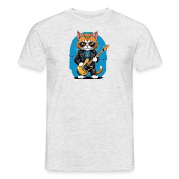 Cat Rocker Cat HardRock Gift - T-shirt homme - gris chiné - Devant - AI Model Male 178 dark (178cm)