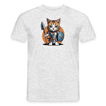 Chat Guerrier Romain Chat Cadeau - T-shirt homme - gris chiné - Devant - AI Model Male 178 dark (178cm)
