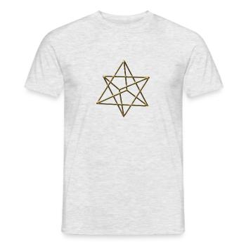 Merkaba, 3D, gold, divine light vehicle, sacred - Men's T-Shirt - heather grey - Front - AI Model Male 178 dark (178cm)